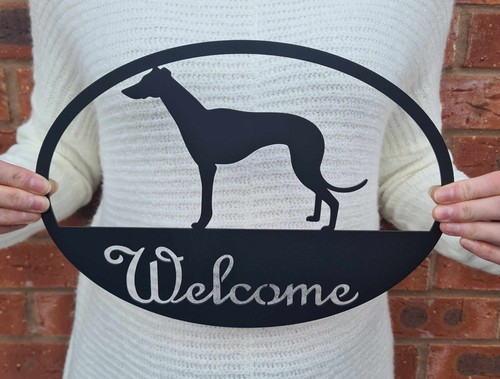 Welcome Metal Sign, Metal Home Decor, Metal Wall Art- *GREYHOUND* - Afbeelding 1 van 4