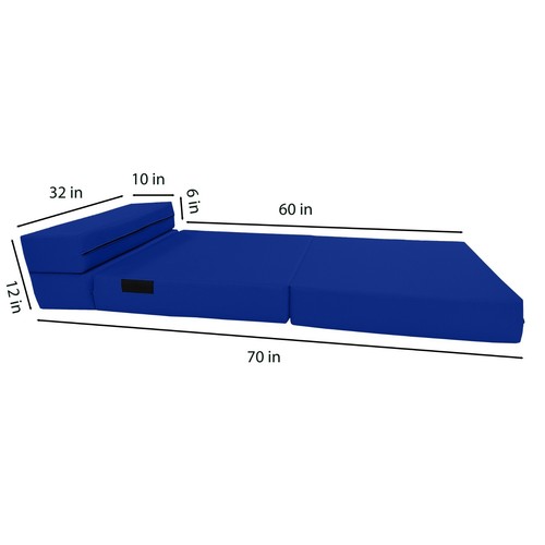 Colchones de espuma plegable tumbona, cama portátil para dormir, 6 x 32 x 80, azul real - Imagen 5 de 8