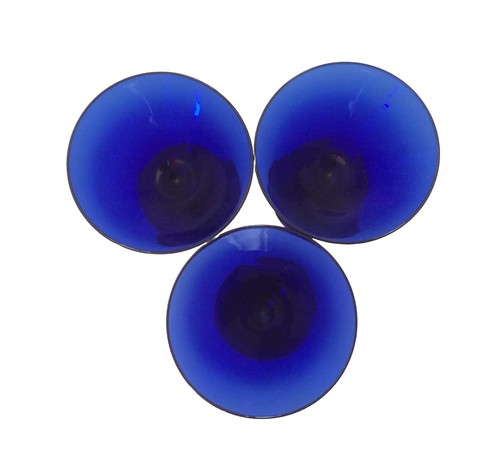 Set 3 Stück Vintage Kobaltblau Glas Cocktail Margarita Kelche Tassen 6 1/2" H - Bild 1 von 8