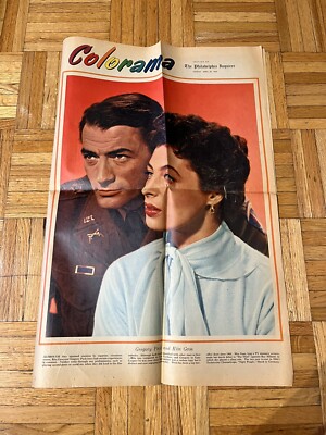 The Philadelphia Inquirer COLORAMA April 25, 1954 Gregory Peck Rita Gam US Map