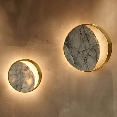 Marmor Wandkunst Wandleuchte Luxus Modern Rund Innenlicht Gold Dekoration
