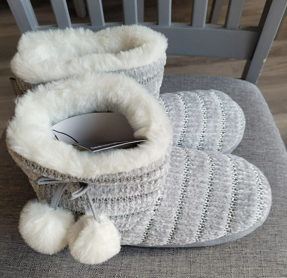 Botas de atletismo de dormitorio Kylie Chenille tejidas - gris traza - S (Reino Unido 3/4) Foto 2 de 4