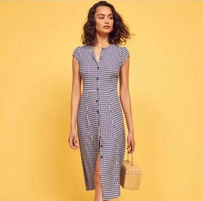 fauna front button midi dress reformation