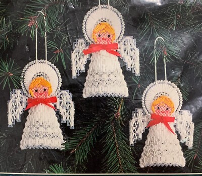 Bucilla Sweet Angels Plastic Canvas Christmas Holiday Ornaments Kit Set 61000 - 