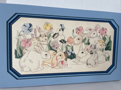 Hasen Kaninchen handkoloriert Zeichnung Radierung original mattiert 21x12,5" signiert - Bild 2 von 11