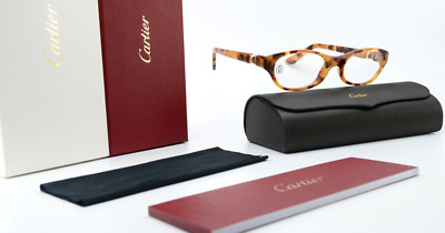CARTIER Brille T8101052 51-18 Tortoise Gold Silver Platin Decor France Lady