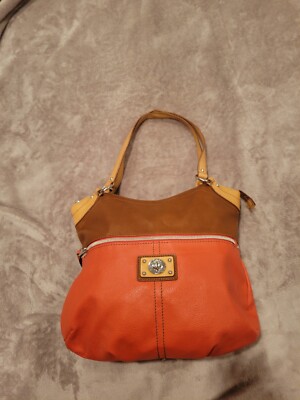 Relic Salmon and Light Brown Pebbled Faux leather Purse/Handbag