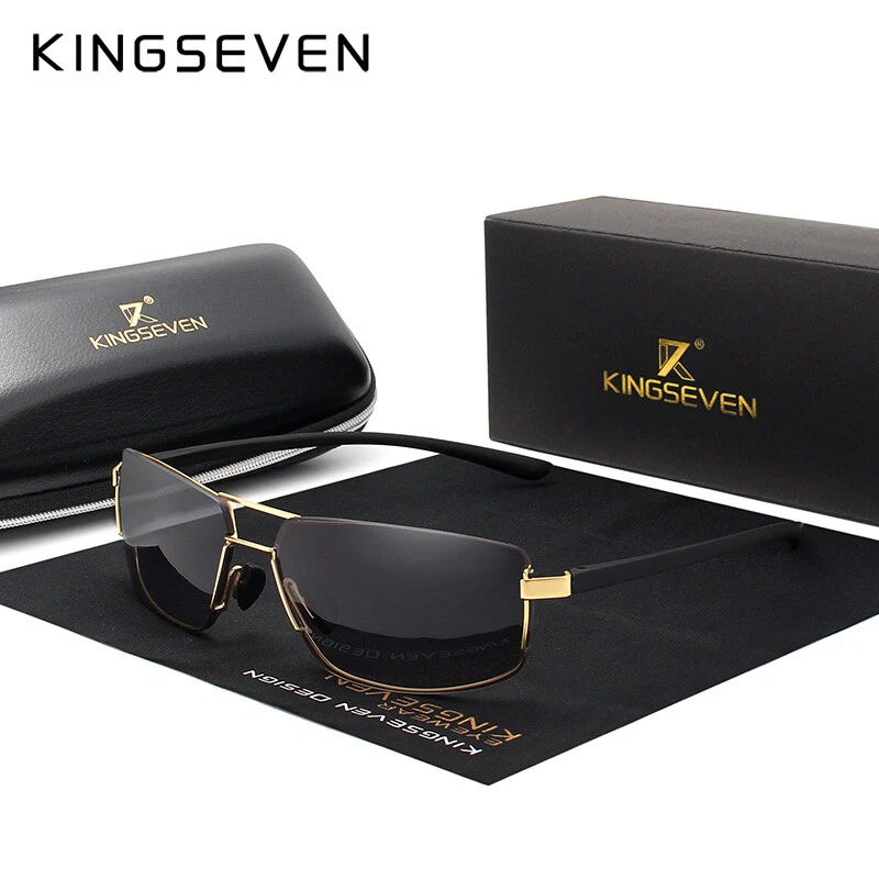 KINGSEVEN Luxury Men Square Frame Sunglasses Classic Strong Elasticity Glasses