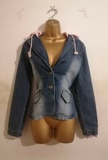 New Look Blue White Acid Wash Rib Sexy Denim Girls 915 Ladies Jacket Uk 8 10 12