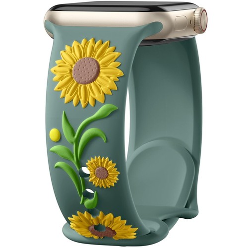 Correa de silicona floral tallada para Apple Watch 41/42/45/46/49 mm 10 9 8 7 6 SE - Imagen 32 de 38