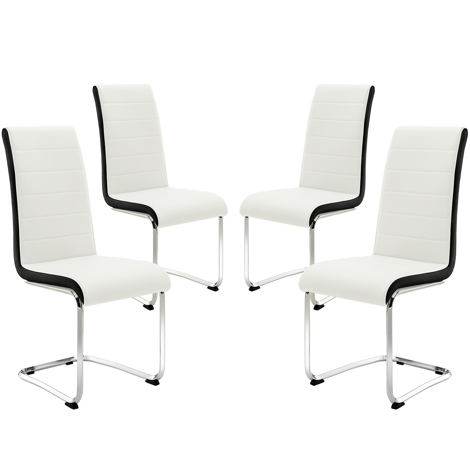 Dining Table Set Modern Kitchen Round Glass Table and PU Leather High