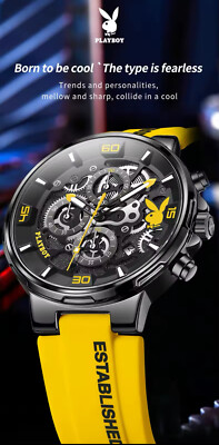 PLAYBOY Luxury Original Watch for Men Silicone Strap Fashion