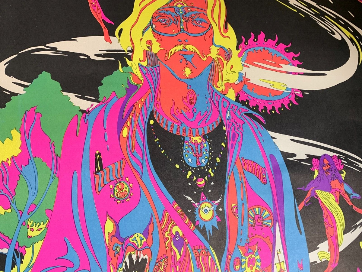 RIDING EASY VINTAGE 1969 HEADSHOP BLACKLIGHT POSTER By WESPAC