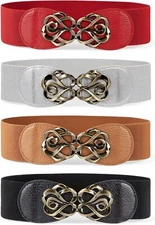 JASGOOD Women Suit for waist size 37"-43", M-black+brown+bright Silver+red 