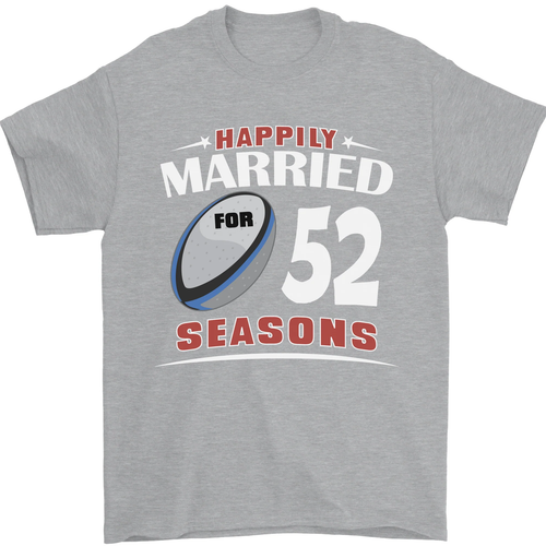 52 Year Wedding Anniversary 52nd Rugby Mens T-Shirt 100% Cotton - Picture 104 of 109