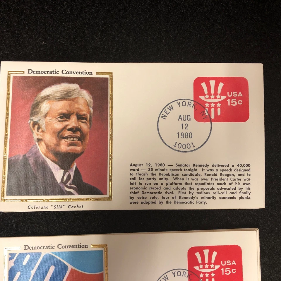 1980 Democratic Convention candidates Carter-Mondale COLORANO SILK Covers Lot - Image 2 of 4