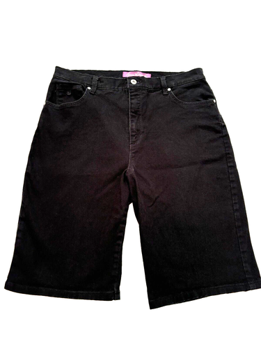 Gloria Vanderbilt Amanda High Rise Shorts Black Demin Women's Size 14 Long Comfy - Picture 4 of 9