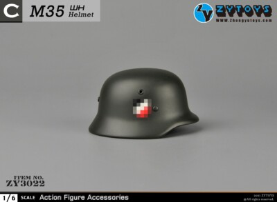 ZYTOYS 1:6 WWII Metal M35 German Helmet Model Soldier Doll Mini
