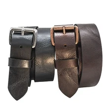 Full Grain Leather Bet 1.5" Black or Brown, Deep Grain Buffalo Leather, Made USA
