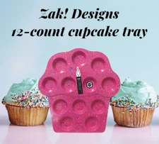 Zak! Designs Pink Confetti Cupcake Serving Tray Retro Melamine