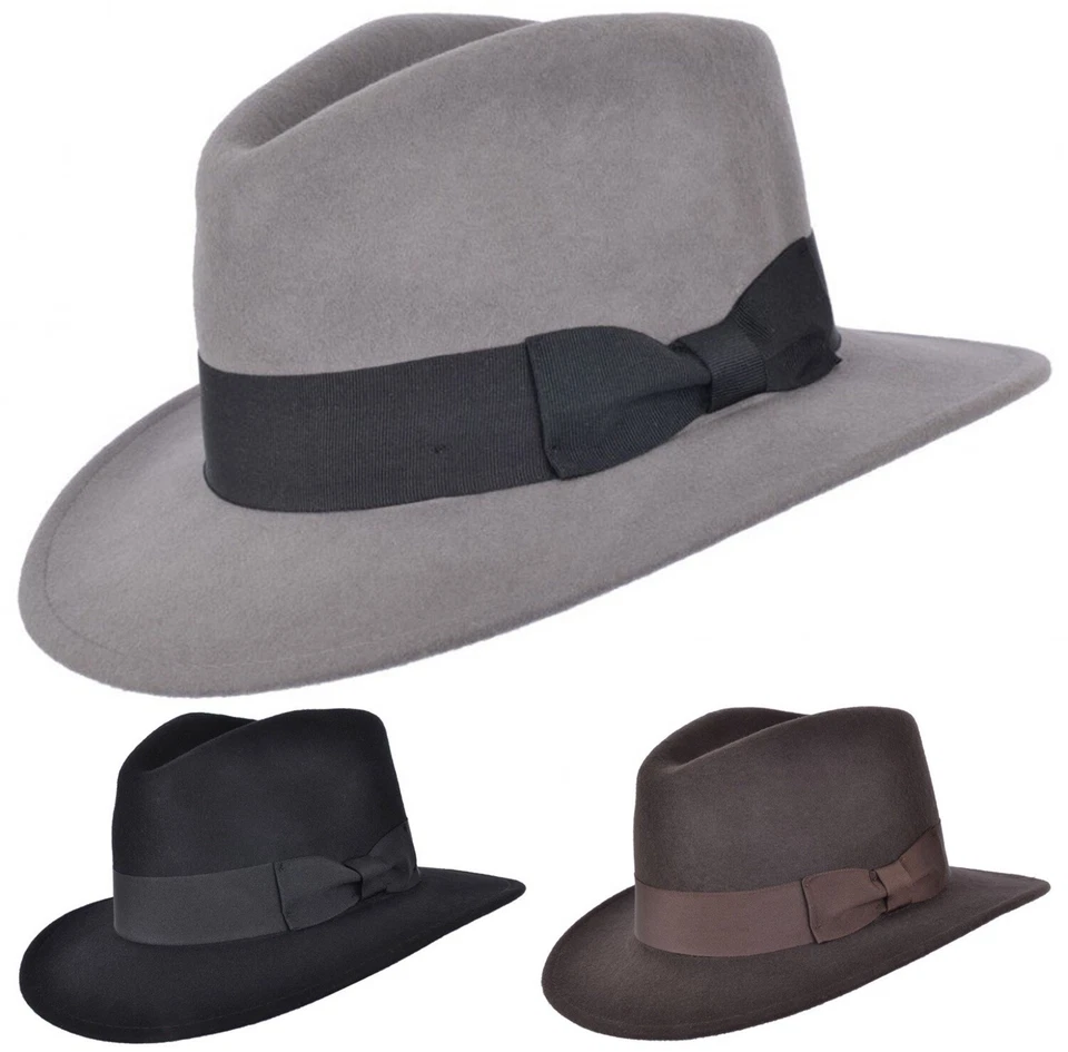 Hommes ou Femmes 100% Laine Fedora Chapeau Avec Gros-Grain Bande Mou Panama Type - Photo 1/1