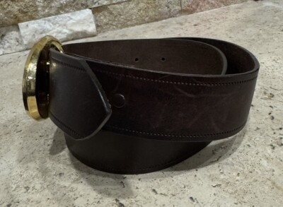 Swankybelts Gemstone Goldtone Buckle Brown Leather Belt Adjustable Size  28 / 34 Swankybelts Gemstone Goldtone Buckle Brown Leather Belt  main image 3
