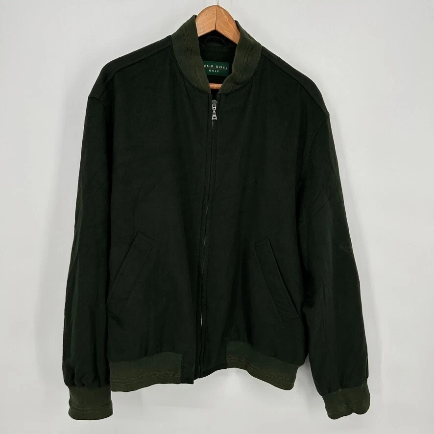 Hugo Boss Golf Jacket Mens 52 Green Loro Piana Storm System Cashmere Full Zip