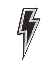 LIGHTNING BOLT - COOL - BLACK/WHITE - Embroidered Iron-On/Sew-On Patch