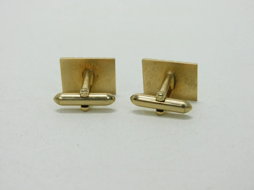 Gemelos Swank vintage años 60 tono dorado, zafiro azul formal Foto 4 de 4