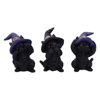 Nemesis Now Three Wise Familiars See No Hear No Speak No Evil Black Cats Figurin