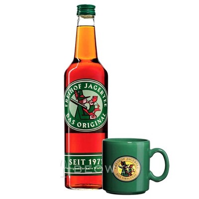 Freihof Jagertee 0,7 l mit Tasse - Konzentrat für Original Jagatee, mit Rum