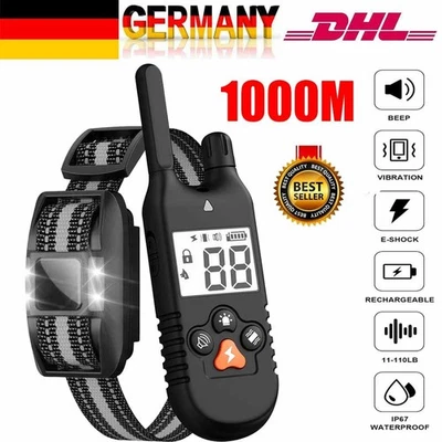 MARKENLOS 3280ft Remote Electric Pet Dog Training Collar Shock Anti Bark Rechargeable LCD