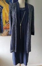 R M Richards Women's Elegant Metallic Jacquard Knit Jacket Dress 2pc Set, Sz 6