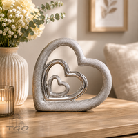 Gilde Skulptur Herz Aus Porzellan Silber 13X15Cm-28996