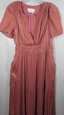 Anthropology Dress Women's S Mauve Summerset Maxi Pleated Tiered Boho Feminine