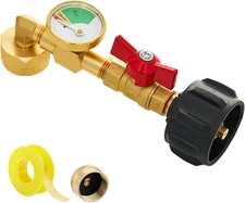 Propane Refill Adapter QCC1 Valve w Gauge for 1lb Bottles from 20lb Tank Camping