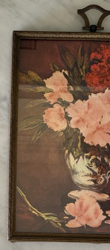 Impresión de arte floral vintage en marco de cobre grabado vintage con parte posterior de terciopelo - Imagen 6 de 17