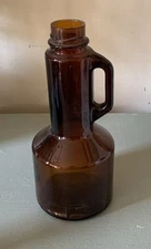 AMBER BROWN JUG Wine-Whiskey  OLD Flat Sides ANTIQUE SEAM 9.5” ROUND HANDLE