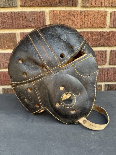 WH Brine Boston Leder Football Helm Gr. 7 Vintage Antik 1920’s Kopfbedeckung - Bild 2 von 18