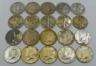 (10) Kennedy (3) Franklins (7) Walker Half Dollar Mix Roll (20) Coins 90% Silver