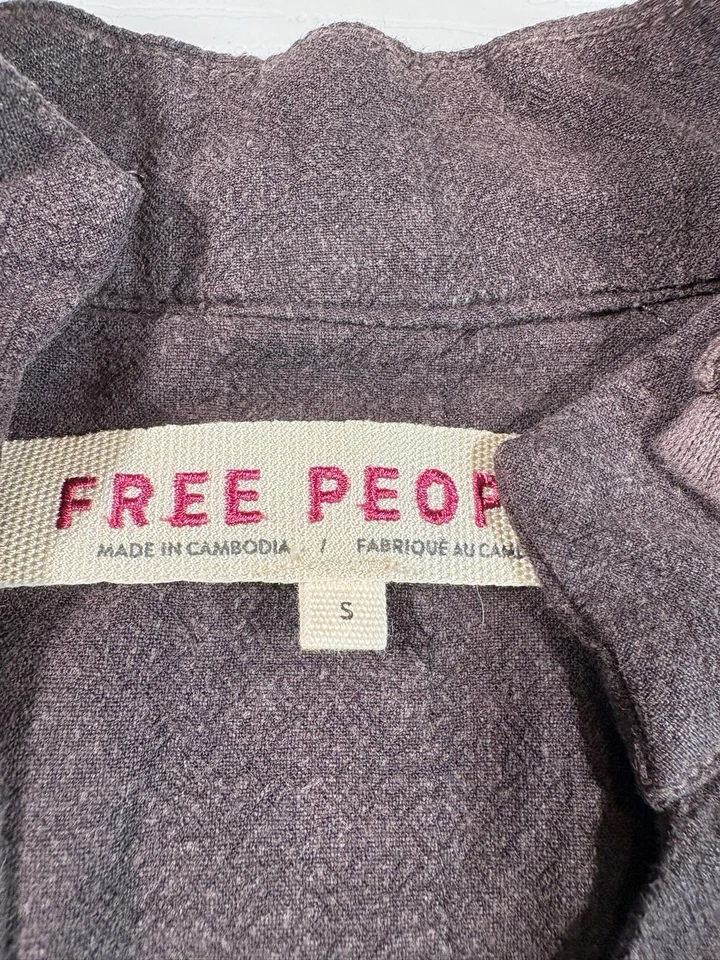 Free People 洗黑色茉莉花装饰刺绣上衣夹克开衫 S — 第 3/4 张图片