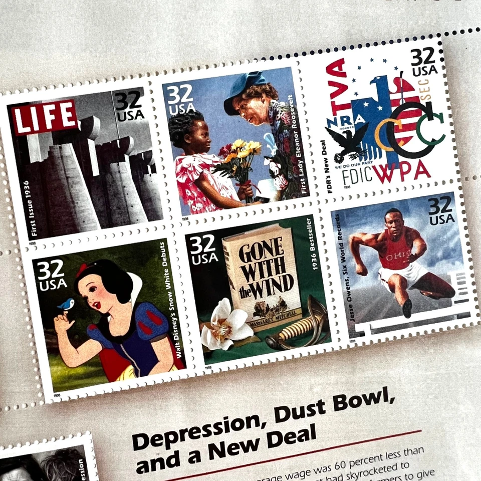 USPS 1930s Celebrate The Century Sheet of Fifteen 32 Cent Stamps Scott 3185 - Image 4 of 4