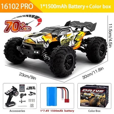 1:16 4WD High-Speed RC Drift Monster Truck with LED Remote Control