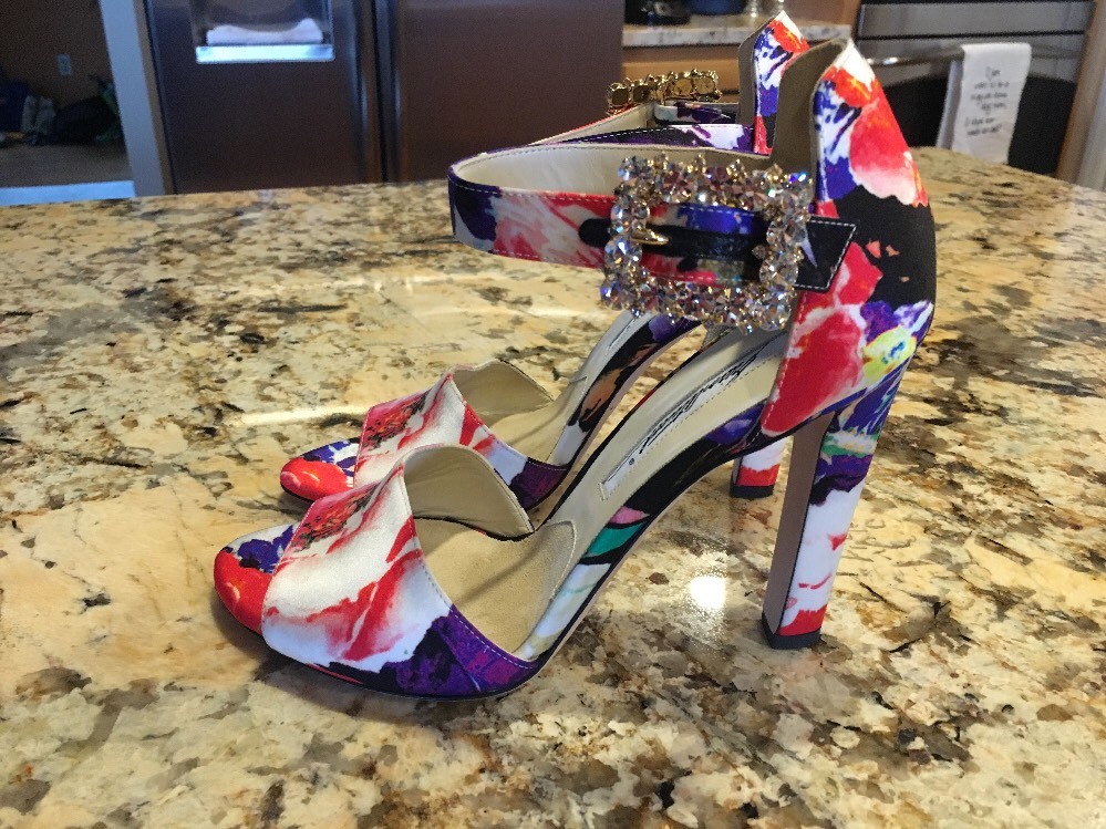 Escarpins Brian Atwood Bout Ouvert Fleuris - Pointure 37 - Neufs Sans Boîte