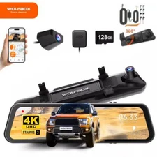 WOLFBOX G900PRO 4K Mirror Dash Cam Front and Rear with OEM Bracket&Hardwire Kit