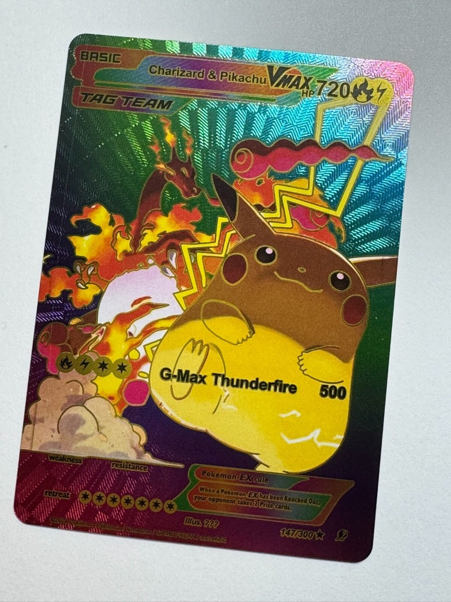 Pokemon Pikachu and Charizard RAINBOW DISPLAY Card MINT