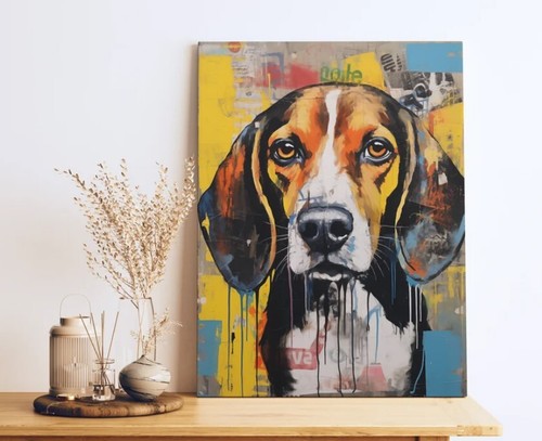 Beagle Graffiti Dog Portrait Pop Art Rolled