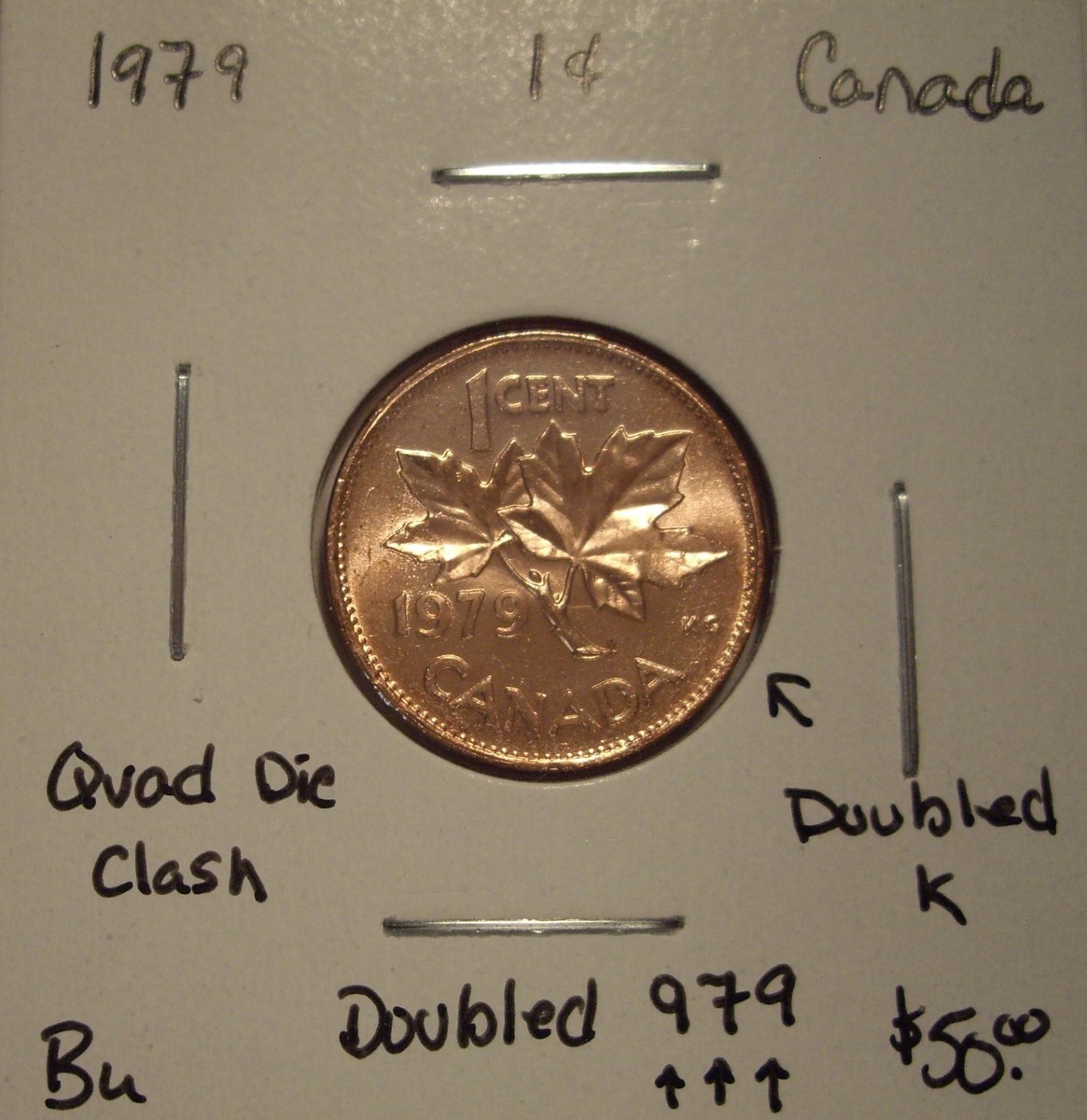 Canada Elizabeth II 1979 Dbld 979; Quad Die Clash & Doubled K