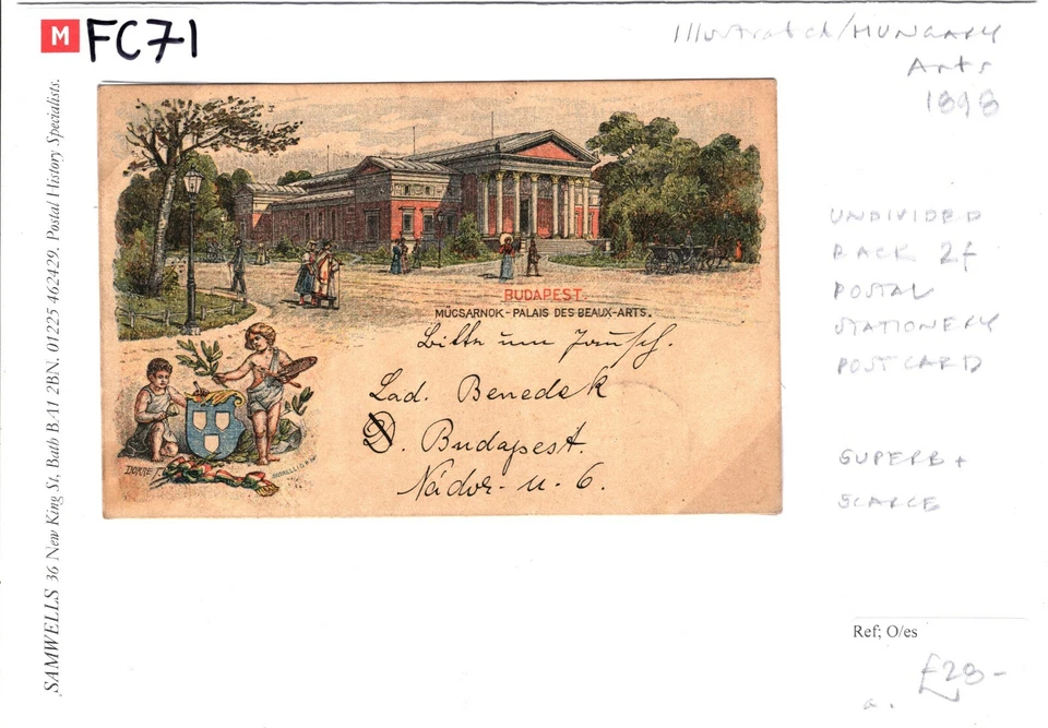 HUNGRÍA Entero postal de 2f Postal con reverso indiviso ARTES ILUSTRADAS 1898 FC71  Foto 3 de 4