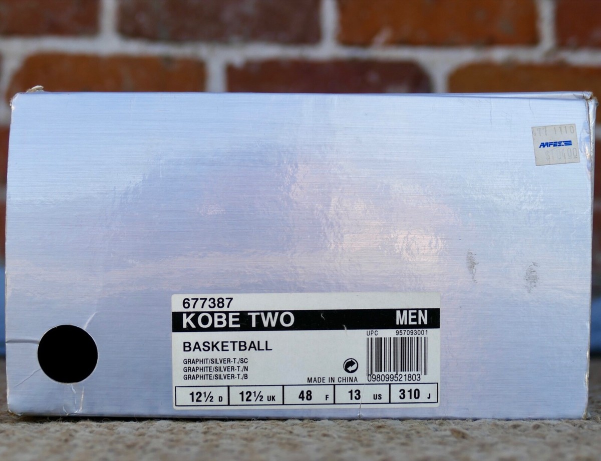 Vtg OG 2001 Adidas The Kobe Two Sz 13 Graphite/Silver box